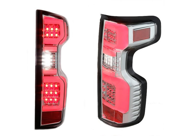 Spyder LED Tail Lights, Clear Lens and Chrome Housing :: 2019-2020 Silverado 1500 w/ Factory LED Bulbs
