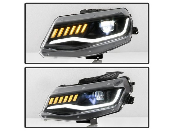 Sypyder Apex Series Sequential LED Headlights, Clear Lens and Black Housing :: 2016-2018 Camaro RS