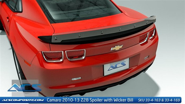 ACS Z28 Style Rear Spoiler w/ Wicker Bill Hardware Installed, Unpainted Primer :: 2010, 2011, 2012, 2013 Camaro