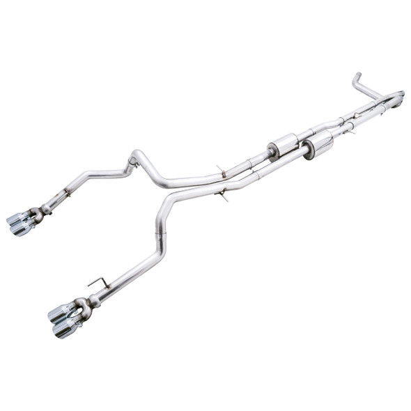 AWE 0FG 3" Cat-Back Exhaust System w/ 4" Quad Chrome Silver Tips :: 2022-2023 Silverado 1500 ZR2 6.2L