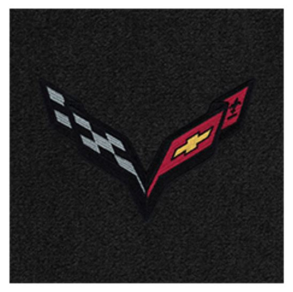 Lloyd 2pc Ultimat Floor Mats, Black w/ Black C7 Corvette Flag Logo :: 2014-2019 C7 Corvette