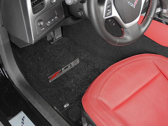 Lloyd 2pc Ultimat Floor Mats, Black w/ Silver "Stingray" Logo :: 2014-2019 C7 Corvette