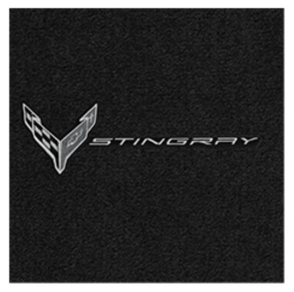 Lloyd 2pc Ultimat Floor Mat, Black w/ Monochromatic C8 Corvette Flag Logo & "Stingray" :: 2020-2023 C8 Corvette