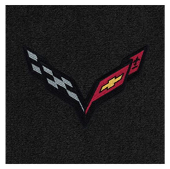 Lloyd Ultimat Trunk Mat,  Black w/ Black C7 Corvette Flag Logo :: 2014-2019 C7 Corvette