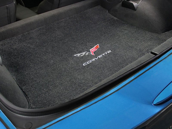 Lloyd Ultimat Trunk Mat,  Black w/ Black C7 Corvette Flag and "Grand Sport" Logo :: 2014-2019 C7 Corvette