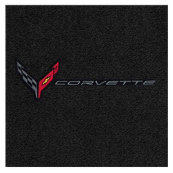 Lloyd Front Ultimat Trunk Mat, Black w/ Black C8 Corvette Flag Logo & "Corvette" :: 2020-2023 C8 Corvette