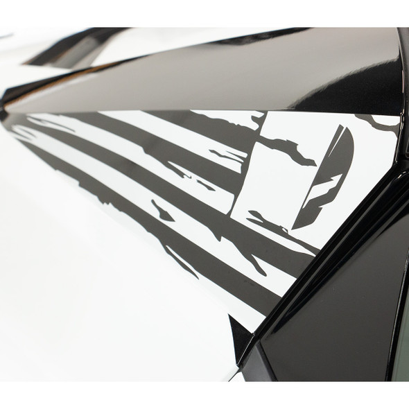 Phastek Distressed American Flag Side Panel Decal w/ Jake Skull, Various Colors :: 2020-2024 C8 Corvette Convertible