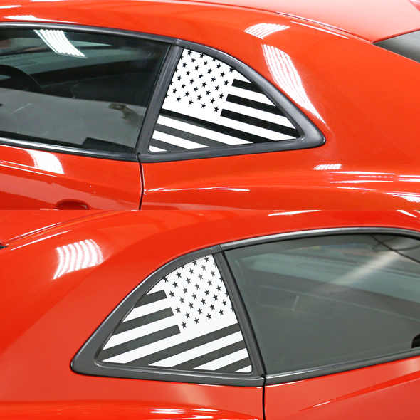 Phastek Straight American Flag Quarter Window Decal, Various Colors :: 2010-2015 Camaro