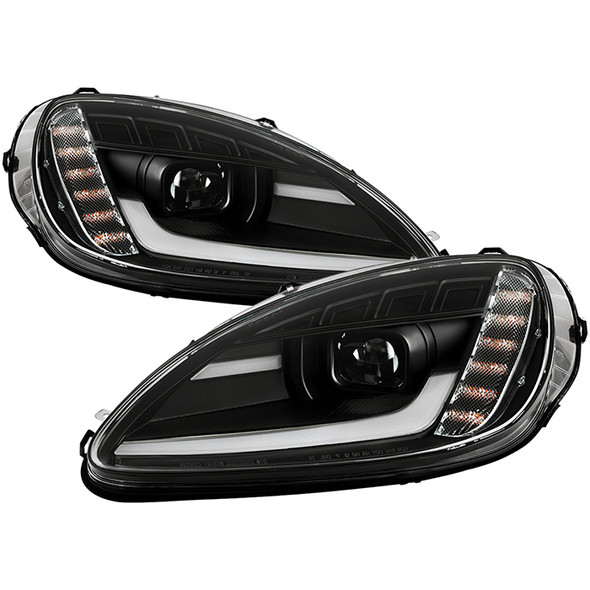 Spyder Apex Series Sequential Headlights, Clear Lens and Black Housing ::  2005-2013 Corvette