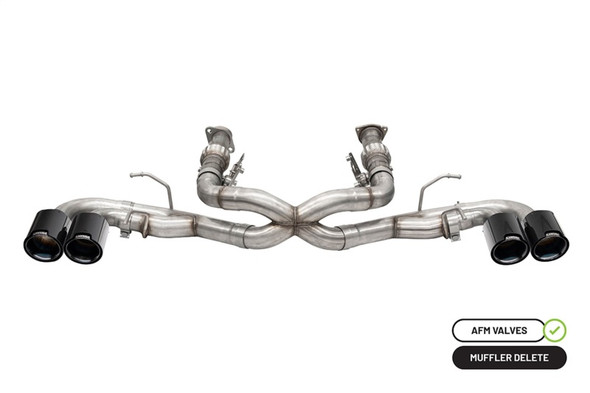 Corsa 3.0" AFM Cat-Back Exhaust, w/o Factory NPP, Twin 4.5" Carbon Fiber/Black PVD Tips, NPP Delete :: 2020-2024 C8 Corvette