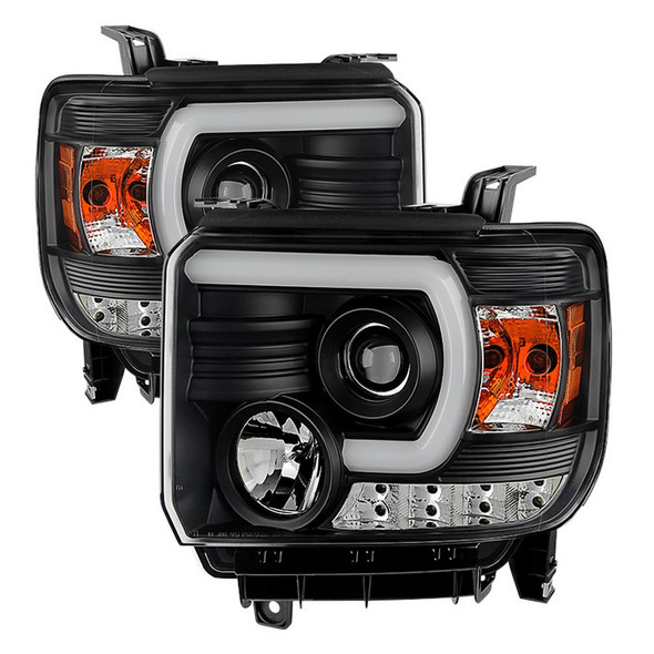 Spyder Signature Series Projector Headlights w/ CCFL Light Bar, Black :: 2014-2015 GMC Sierra 1500