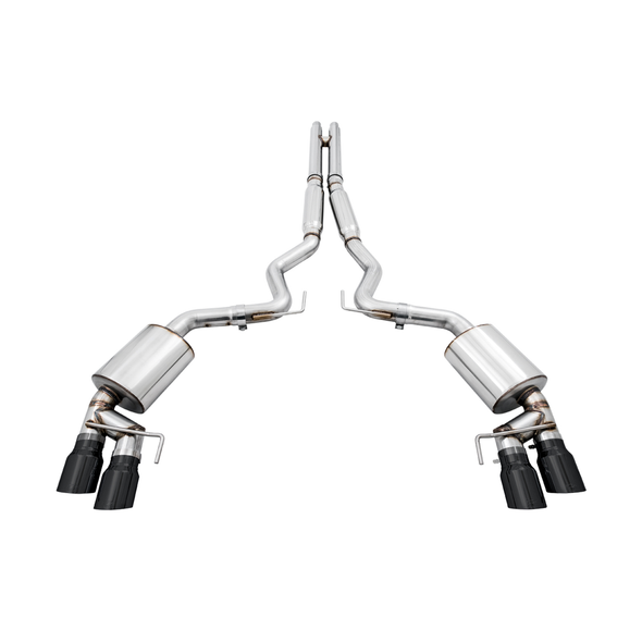 AWE Touring Edition 3" Cat-Back Exhaust System w/4" Quad Diamond Black Tips :: 2018-2023 Ford Mustang GT