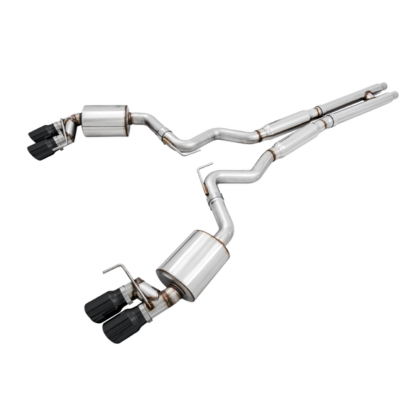 AWE Touring Edition 3" Cat-Back Exhaust System w/4" Quad Diamond Black Tips :: 2018-2023 Ford Mustang GT