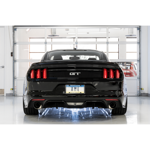 AWE Track Edition 3" Cat-Back Exhaust System w/4" Dual Diamond Black Tips :: 2015-2017 Ford Mustang GT