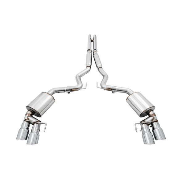 AWE Touring Edition 3" Cat-Back Exhaust System w/4" Quad Chrome Tips :: 2018-2023 Ford Mustang GT