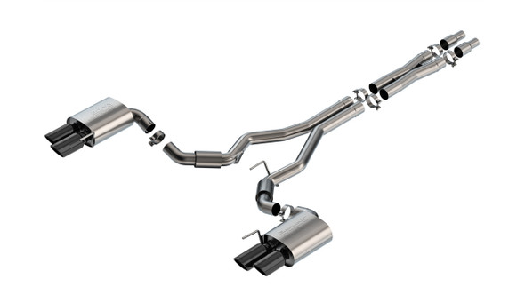 Borla 3" S-Type Cat-Back Exhaust System w/ 4" Quad Black Chrome Tips  ::  2024 Ford Mustang GT  w/ Non-Active Exhaust