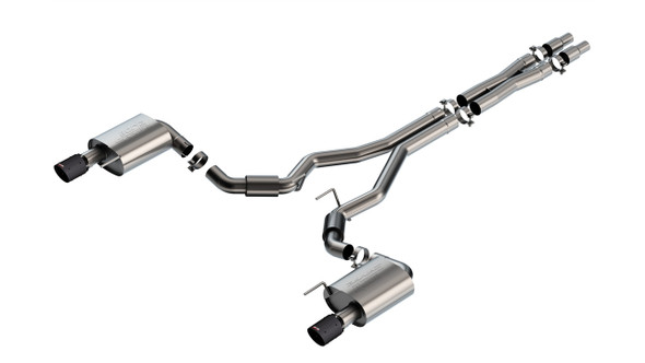 Borla 3" S-Type Cat-Back Exhaust System w/ 4" Dual Carbon Fiber Tips  ::  2024 Ford Mustang GT  w/ Non-Active Exhaust