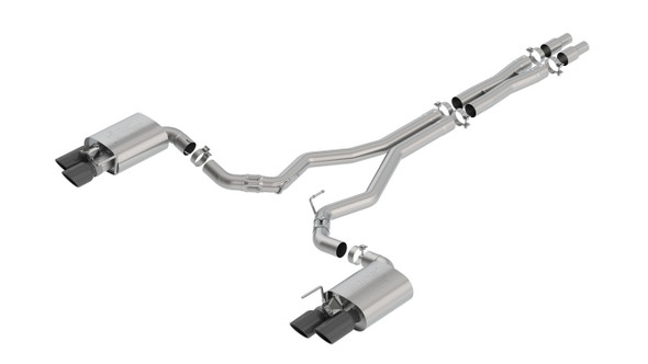 Borla 3" ATAK Cat-Back Exhaust System w/ 4" Quad Black Chrome Tips  ::  2018-2023 Ford Mustang GT  w/ Active Exhaust