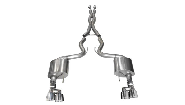 Corsa 3" Xtreme Cat-Back Exhaust w/ 4" Quad Polished Tips :: 2018-2023 Ford Mustang GT w/ Non-Active Exhaust