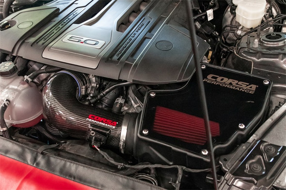 Corsa Closed Box Forged Carbon Fiber Air Intake w/ DryTech 3D Filter :: 2018-2023 Ford Mustang GT