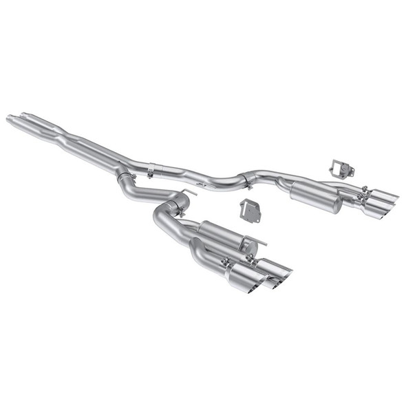 MBRP Armor Lite Race 3" Cat-Back Exhaust System w/ 4" Quad Polished Tips :: 2024 Ford Mustang GT w/ Non-Active Exhaust