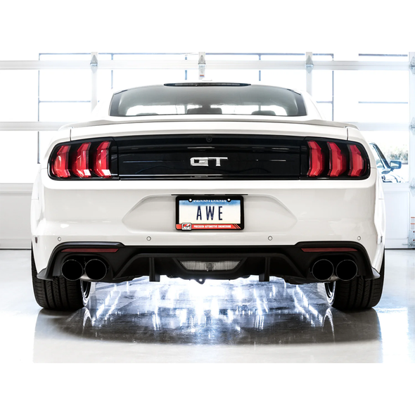 AWE SwitchPath 3" Cat-Back Exhaust System w/4" Quad Diamond Black Tips :: 2018-2023 Ford Mustang GT