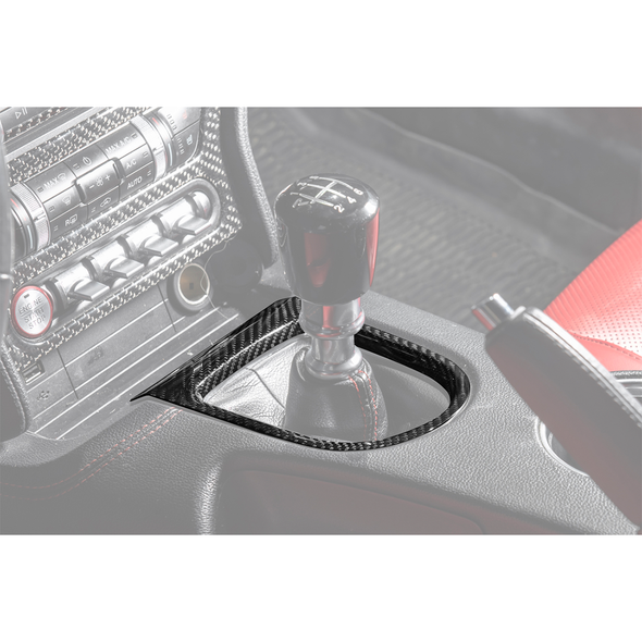 EOS Gear Shift Panel Cover, Carbon Fiber :: 2015-2023 Manual Ford Mustang