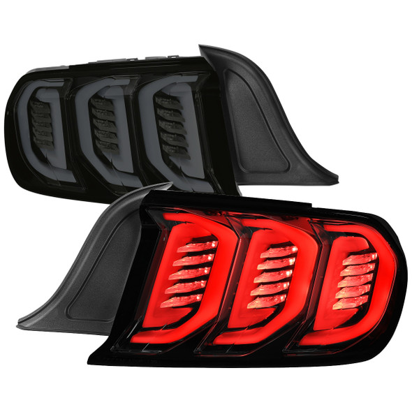S550 Mustang Sequential LED Tail Lights, Gloss Black Housing w/ Smoked Lens :: 2015-2023 Ford Mustang