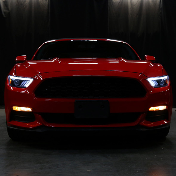 S550 Mustang HID Projector Headlights w/ Switchback Sequential Turn Signals, Matte Black Housing :: 2015-2022 Ford Mustang w/ HID Headlights