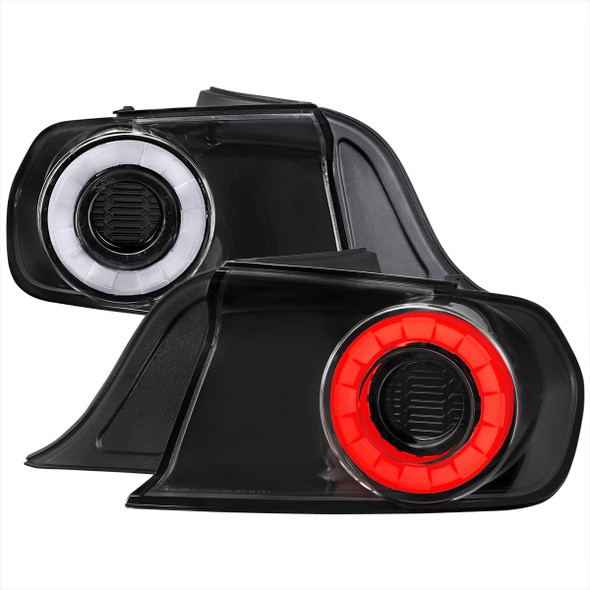 S550 Mustang White LED Tail Lights, Gloss Black Housing :: 2015-2023 Ford Mustang
