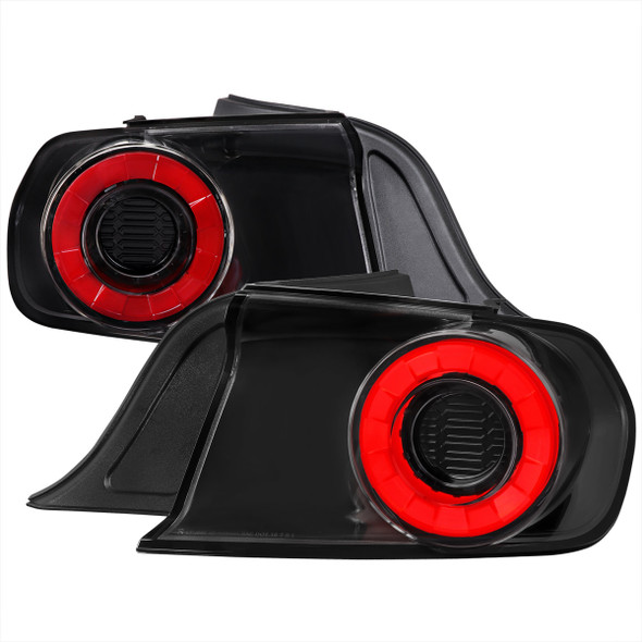 S550 Mustang Red LED Tail Lights, Gloss Black Housing :: 2015-2023 Ford Mustang