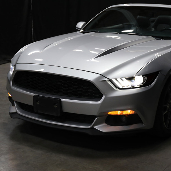 S550 Mustang HID Projector Headlights w/ Switchback Sequential LED Strip Turn Signals, Matte Black Housing w/ Smoked Lens :: 2015-2022 Ford Mustang w/ HID Headlights