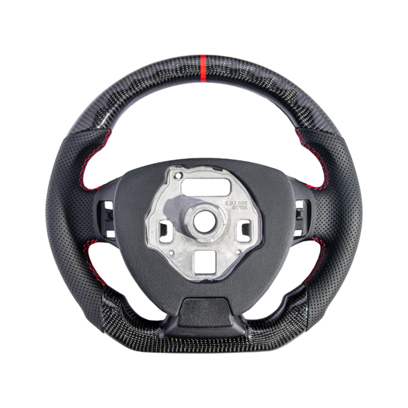 6th Gen Camaro Carbon Fiber Steering Wheel w/o Button Cover, Perforated Leather Grips :: 2016-2024 Camaro
