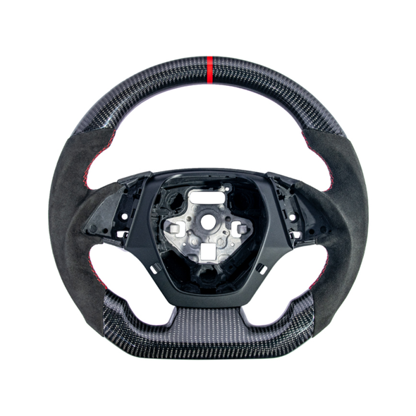 6th Gen Camaro Carbon Fiber Steering Wheel w/o Button Cover, Alcantra Grips :: 2016-2024 Camaro