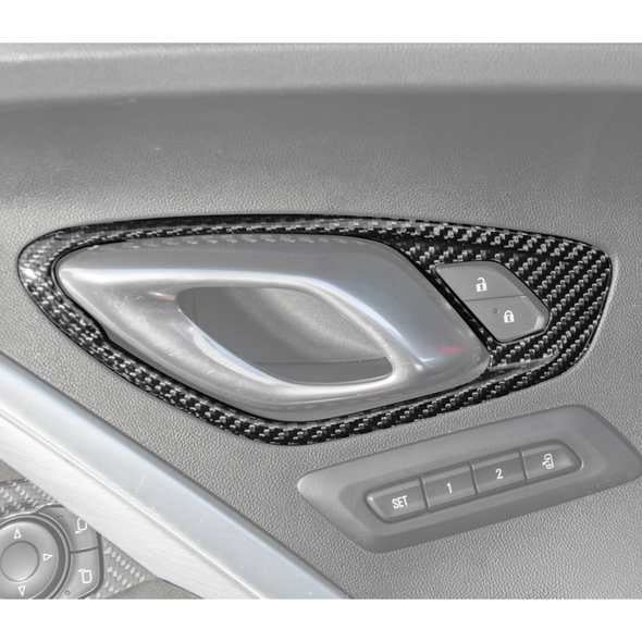 6th Gen Camaro Interior Door Handle Covers, Carbon Fiber :: 2016-2024 Camaro