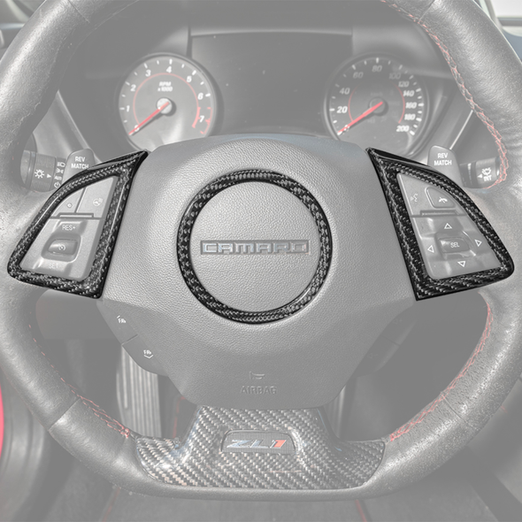 6th Gen Camaro Steering Wheel Trim Cover, Carbon Fiber :: 2016-2024 Camaro