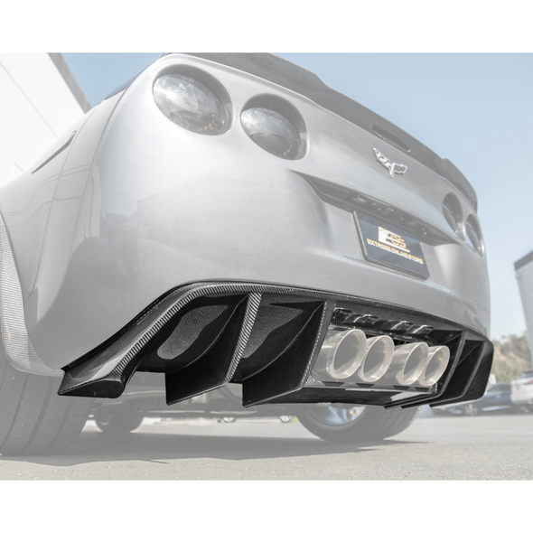 C6 Corvette Finned Rear Bumper Diffuser, Carbon Fiber :: 2005-2013 Corvette