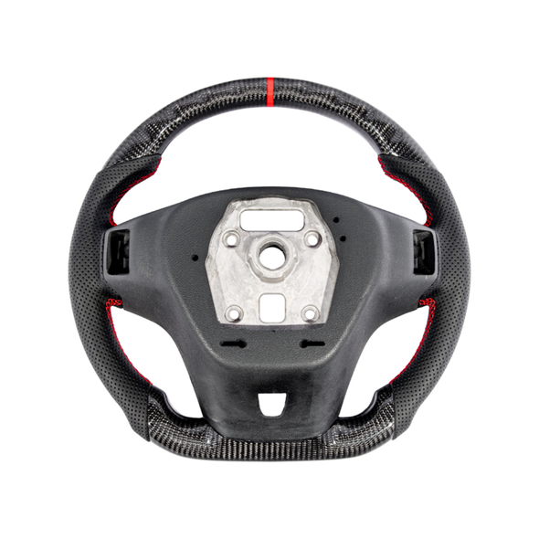 5th Gen Camaro Carbon Fiber Steering Wheel w/o Button Cover, Perforated Leather Grips :: 2012-2015 Camaro