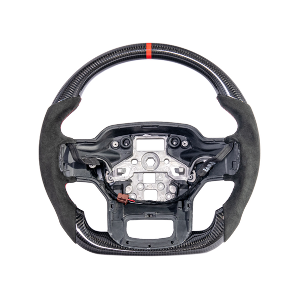 Ford F-150 Carbon Fiber Steering Wheel w/o Button Cover, Alcantara Grips :: 2021-2026 Ford F-150