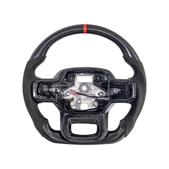 Ford F-150 Carbon Fiber Steering Wheel w/ Button Cover, Alcantara Grips :: 2021-2026 Ford F-150