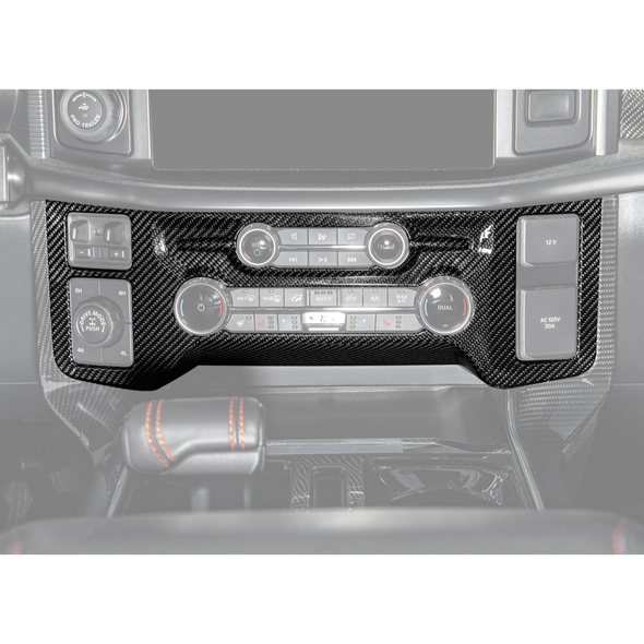 Ford F-150 Center AC Radio Control Panel Cover, Carbon Fiber :: 2021-2026 Ford F-150