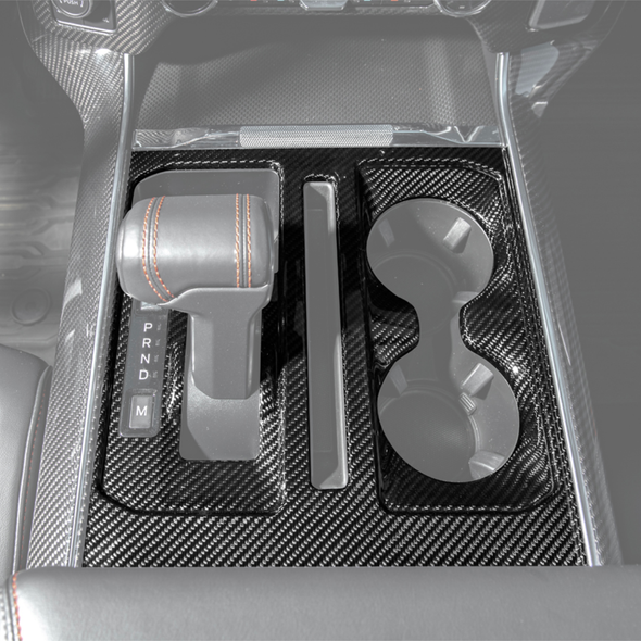 Ford F-150 Center Console Shifter Panel Cover, Carbon Fiber :: 2021-2026 Ford F-150