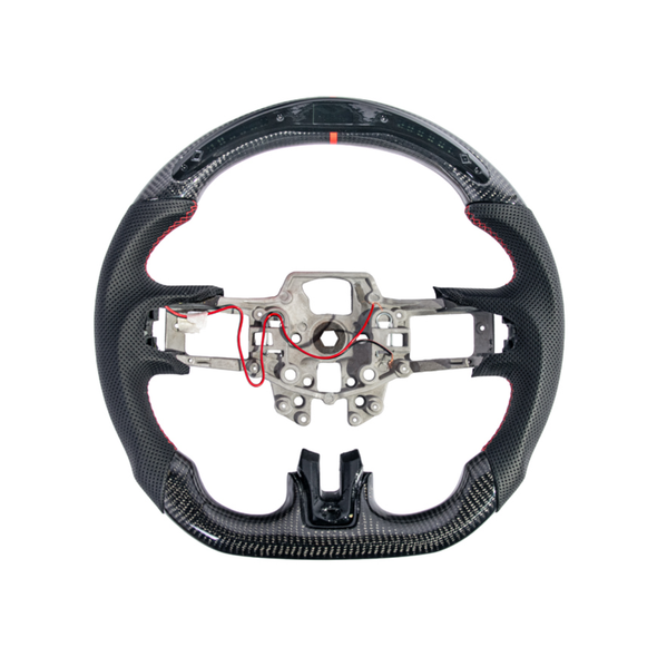 S550 Mustang LCD Screen Carbon Fiber Steering Wheel w/o Button Cover, Perforated Leather Grips :: 2015-2017 Ford Mustang