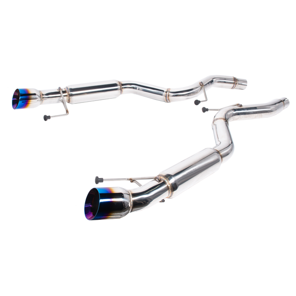 S550 Mustang Axle-Back Exhaust w/ 4" Dual Burnt Tips :: 2015-2023 Ford Mustang V6 & EcoBoost