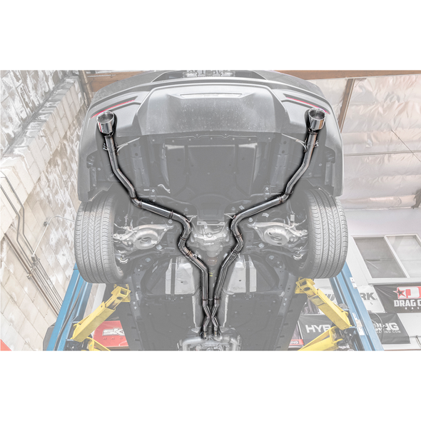 S650 Mustang Muffler Delete Cat-Back Exhaust w/ 3.5" Dual Polished Tips :: 2024-2026 Ford Mustang GT