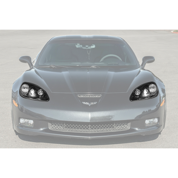 C6 Corvette HID Headlights, Black Housing w/ Clear Lens :: 2005-2013 C6 Corvette