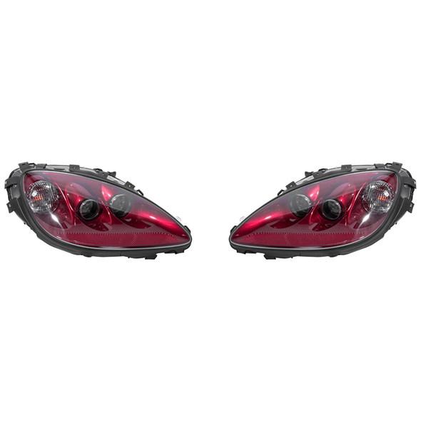 C6 Corvette HID Headlights, Crystal Red Housing w/ Clear Lens :: 2005-2013 C6 Corvette