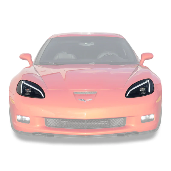C6 Corvette C8 Style LED Sequential Headlights w/ Smoked Lens :: 2005-2013 C6 Corvette