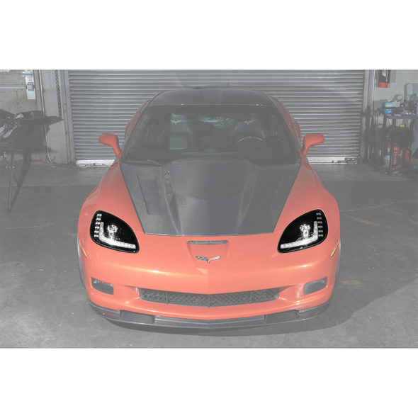 C6 Corvette C7 Style LED Sequential Headlights w/ Smoked Lens :: 2005-2013 C6 Corvette