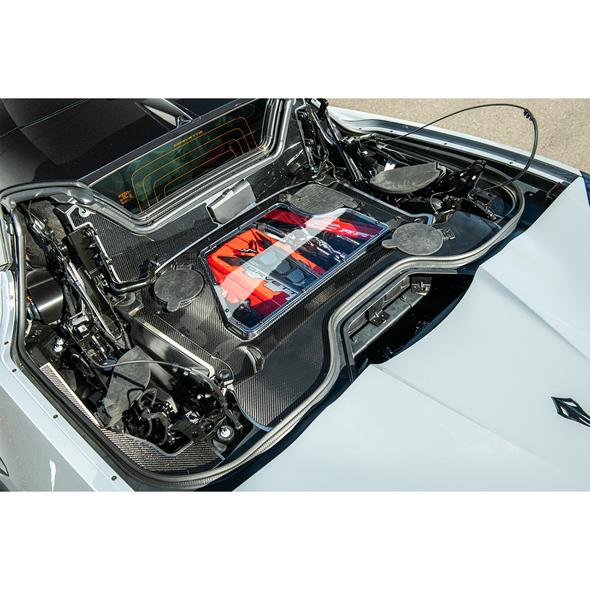 C8 Corvette Convertible Carbon Fiber Engine Bay Cover, Clear :: 2024-2026 C8 Corvette E-Ray
